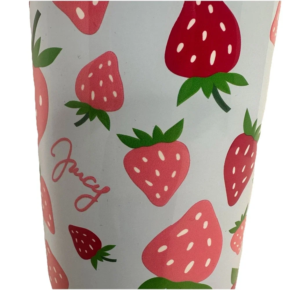 Juicy Couture Strawberry Tumbler 24 oz Stainless Steel Insulated Cup w Straw
